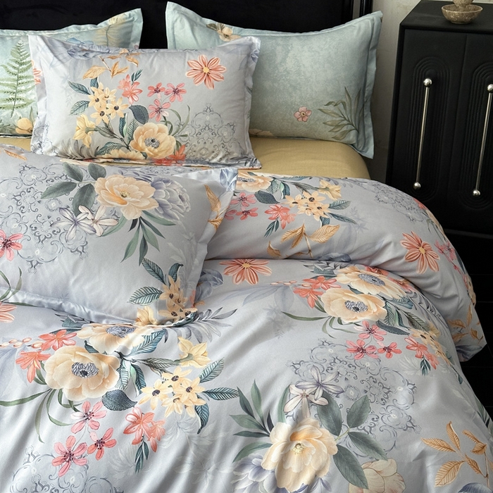 91家纺网 家纺一手货源 找家纺 桔禾家纺 2025新款田园花卉小清新直播加厚植物羊绒四件套高克重磨毛跨境四件套 大量现货 花开倾城