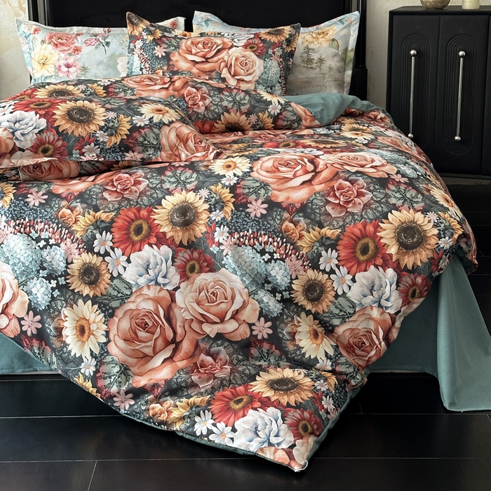 91家纺网 家纺一手货源 找家纺 桔禾家纺 2025新款田园花卉小清新直播加厚植物羊绒四件套高克重磨毛跨境四件套 大量现货 向阳花开