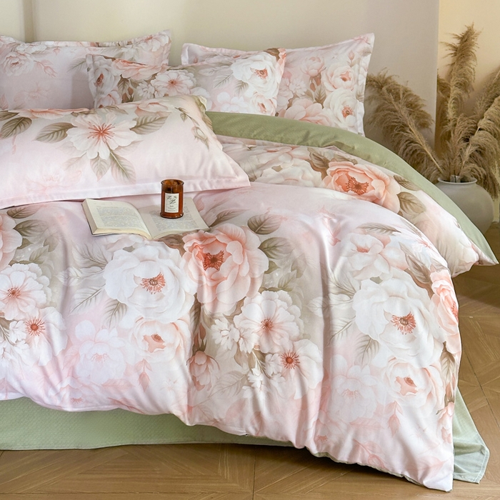 91家纺网 家纺一手货源 找家纺 桔禾家纺 2025新款田园花卉小清新直播加厚植物羊绒四件套高克重磨毛跨境四件套 大量现货 繁花春城