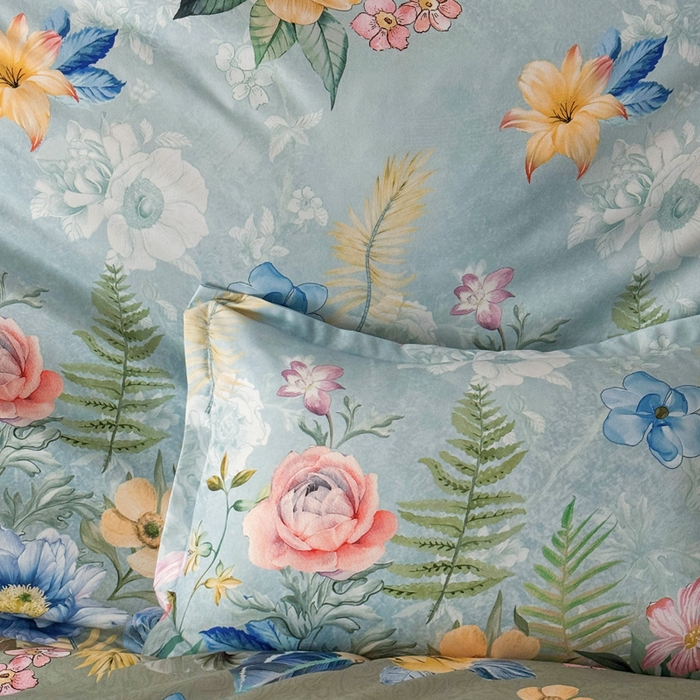 91家纺网 家纺一手货源 找家纺 桔禾家纺 2025新款田园花卉小清新直播加厚植物羊绒四件套高克重磨毛跨境四件套 大量现货 花漾绿