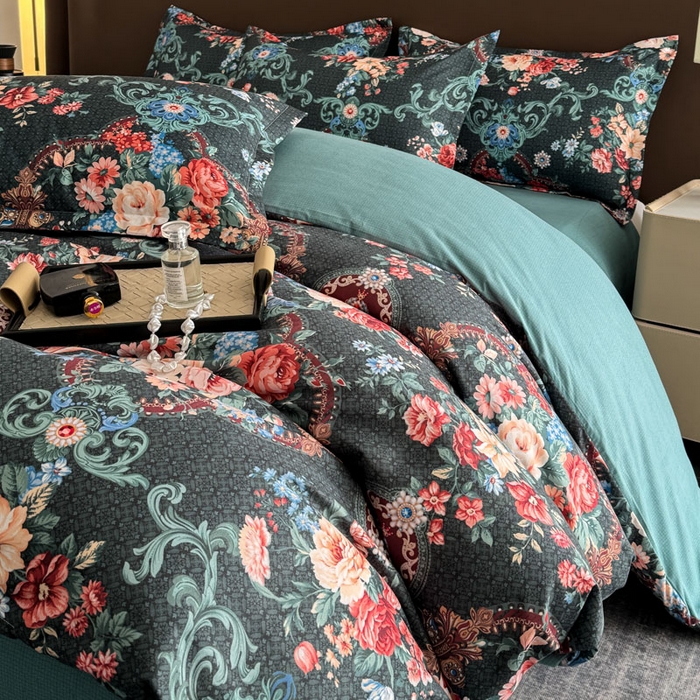 91家纺网 家纺一手货源 找家纺 桔禾家纺 2025新款田园花卉小清新直播加厚植物羊绒四件套高克重磨毛跨境四件套 大量现货 漫花语梦