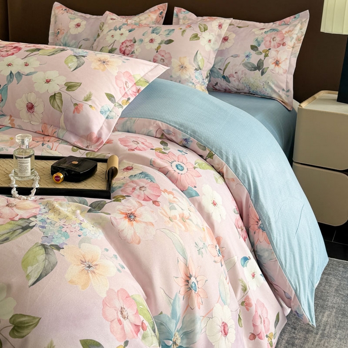 91家纺网 家纺一手货源 找家纺 桔禾家纺 2025新款田园花卉小清新直播加厚植物羊绒四件套高克重磨毛跨境四件套 大量现货 丝意绵绵