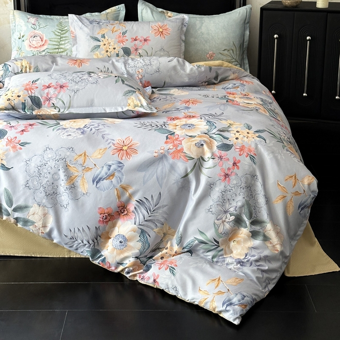 91家纺网 家纺一手货源 找家纺 桔禾家纺 2025新款田园花卉小清新直播加厚植物羊绒四件套高克重磨毛跨境四件套 大量现货 花开倾城