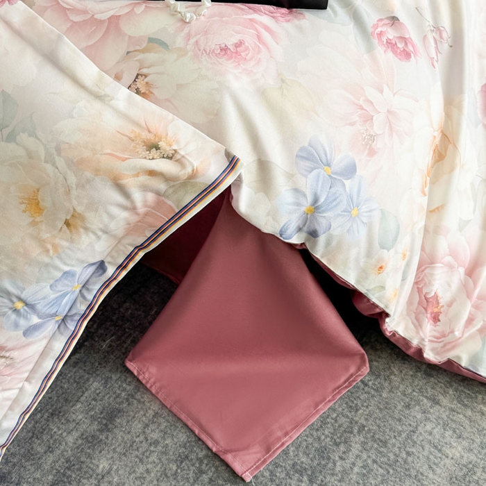 91家纺网 家纺一手货源 找家纺 桔禾家纺 2025新款田园花卉小清新直播加厚植物羊绒四件套高克重磨毛跨境四件套 大量现货 爱在深秋