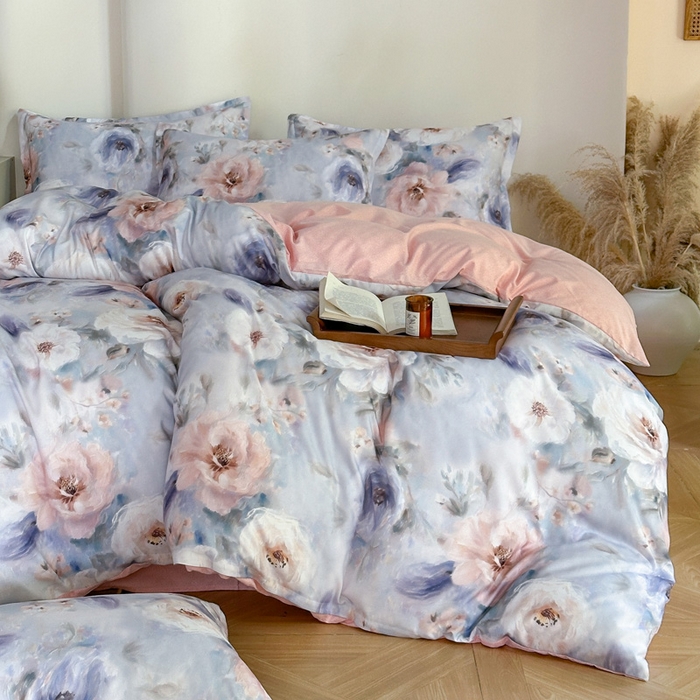 91家纺网 家纺一手货源 找家纺 桔禾家纺 2025新款田园花卉小清新直播加厚植物羊绒四件套高克重磨毛跨境四件套 大量现货 南法牧野