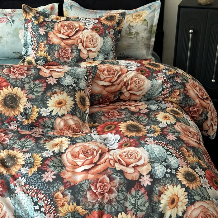 91家纺网 家纺一手货源 找家纺 桔禾家纺 2025新款田园花卉小清新直播加厚植物羊绒四件套高克重磨毛跨境四件套 大量现货 向阳花开