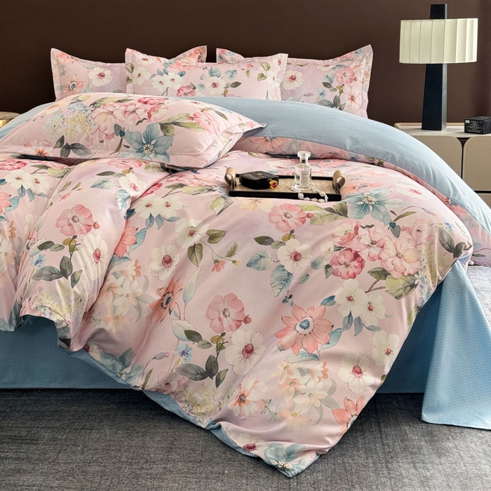 91家纺网 家纺一手货源 找家纺 桔禾家纺 2025新款田园花卉小清新直播加厚植物羊绒四件套高克重磨毛跨境四件套 大量现货 丝意绵绵