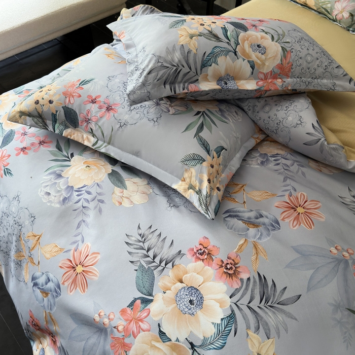 91家纺网 家纺一手货源 找家纺 桔禾家纺 2025新款田园花卉小清新直播加厚植物羊绒四件套高克重磨毛跨境四件套 大量现货 花开倾城