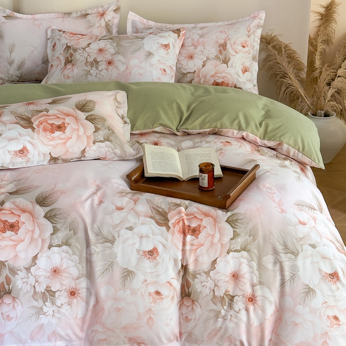 91家纺网 家纺一手货源 找家纺 桔禾家纺 2025新款田园花卉小清新直播加厚植物羊绒四件套高克重磨毛跨境四件套 大量现货 繁花春城