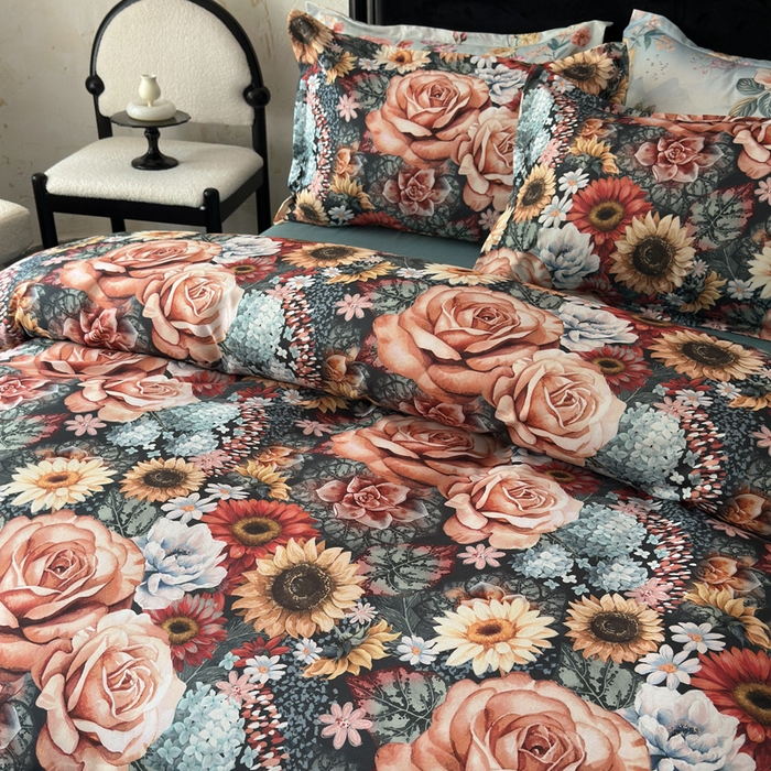 91家纺网 家纺一手货源 找家纺 桔禾家纺 2025新款田园花卉小清新直播加厚植物羊绒四件套高克重磨毛跨境四件套 大量现货 向阳花开