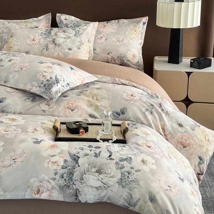 91家纺网 家纺一手货源 找家纺 桔禾家纺 2025新款田园花卉小清新直播加厚植物羊绒四件套高克重磨毛跨境四件套 大量现货 思叶情怀