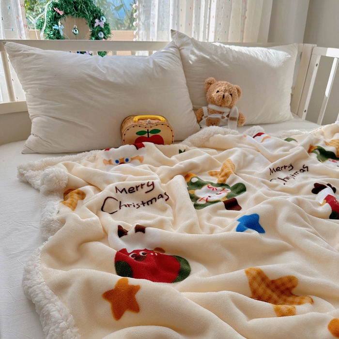 91家纺网 家纺一手货源 找家纺 （总）桃子家居 2025新款A类ins圣诞新年秋冬限定款加厚牛奶绒羊羔绒毛毯多功能毯