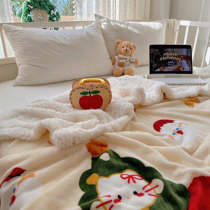 91家纺网 家纺一手货源 找家纺 （总）桃子家居 2025新款A类ins圣诞新年秋冬限定款加厚牛奶绒羊羔绒毛毯多功能毯