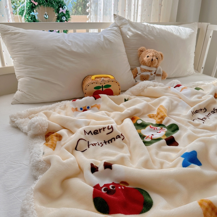 91家纺网 家纺一手货源 找家纺 （总）桃子家居 2025新款A类ins圣诞新年秋冬限定款加厚牛奶绒羊羔绒毛毯多功能毯