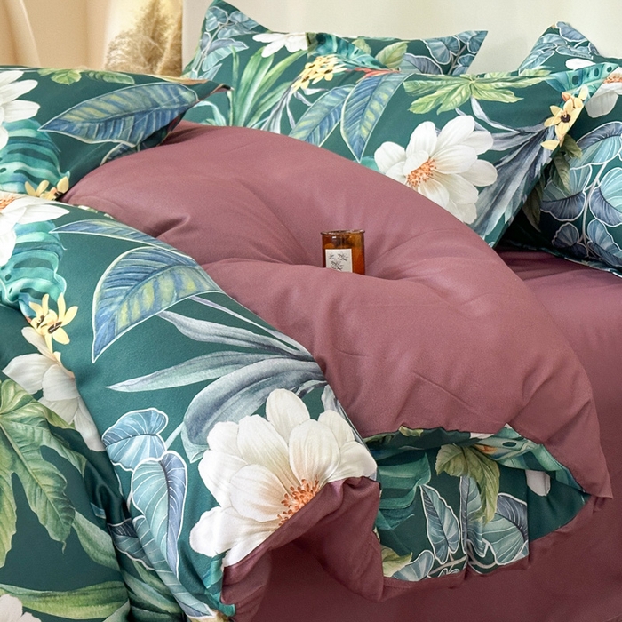 91家纺网 家纺一手货源 找家纺 桔禾家纺 2025新款田园花卉小清新直播加厚植物羊绒四件套高克重磨毛跨境四件套 大量现货 塞纳森遥