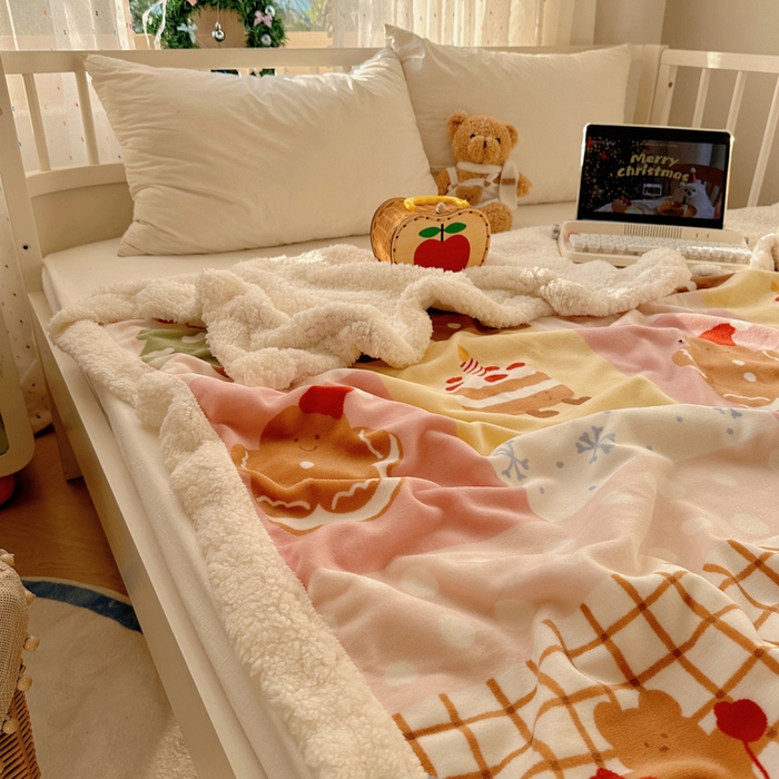 91家纺网 家纺一手货源 找家纺 桃子家居 2025新款A类ins圣诞新年秋冬限定款加厚牛奶绒羊羔绒毛毯多功能毯 绒毛毯-MT小腊肠