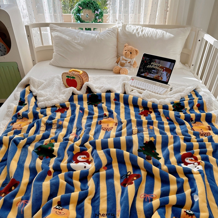 91家纺网 家纺一手货源 找家纺 （总）桃子家居 2025新款A类ins圣诞新年秋冬限定款加厚牛奶绒羊羔绒毛毯多功能毯