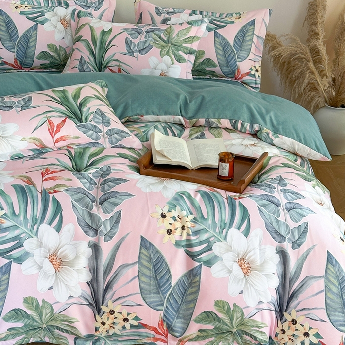 91家纺网 家纺一手货源 找家纺 桔禾家纺 2025新款田园花卉小清新直播加厚植物羊绒四件套高克重磨毛跨境四件套 大量现货 花涧如梦