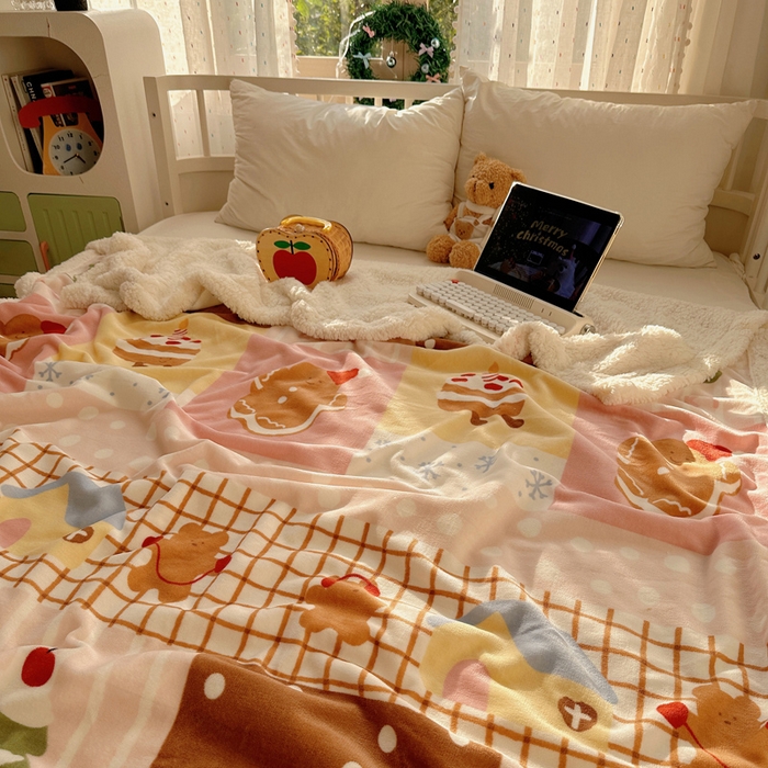 91家纺网 家纺一手货源 找家纺 桃子家居 2025新款A类ins圣诞新年秋冬限定款加厚牛奶绒羊羔绒毛毯多功能毯 绒毛毯-MT小腊肠