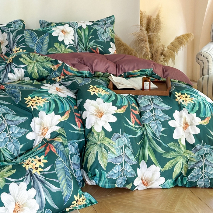 91家纺网 家纺一手货源 找家纺 桔禾家纺 2025新款田园花卉小清新直播加厚植物羊绒四件套高克重磨毛跨境四件套 大量现货 塞纳森遥