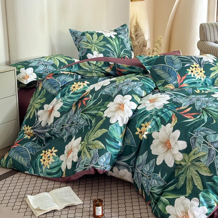 91家纺网 家纺一手货源 找家纺 桔禾家纺 2025新款田园花卉小清新直播加厚植物羊绒四件套高克重磨毛跨境四件套 大量现货 塞纳森遥