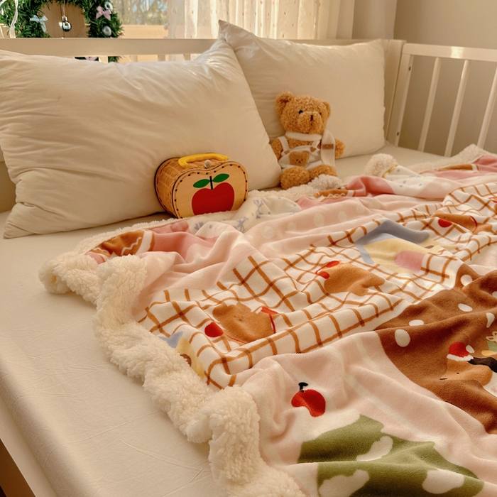 91家纺网 家纺一手货源 找家纺 桃子家居 2025新款A类ins圣诞新年秋冬限定款加厚牛奶绒羊羔绒毛毯多功能毯 绒毛毯-MT小腊肠