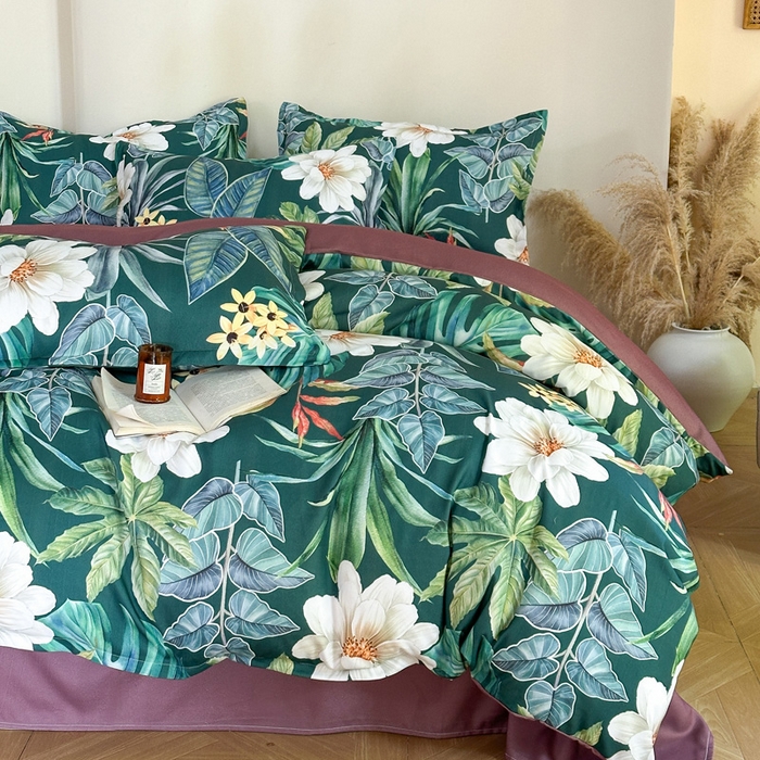 91家纺网 家纺一手货源 找家纺 桔禾家纺 2025新款田园花卉小清新直播加厚植物羊绒四件套高克重磨毛跨境四件套 大量现货 塞纳森遥