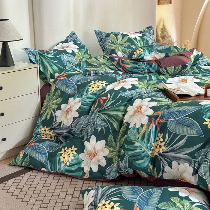 91家纺网 家纺一手货源 找家纺 桔禾家纺 2025新款田园花卉小清新直播加厚植物羊绒四件套高克重磨毛跨境四件套 大量现货 塞纳森遥