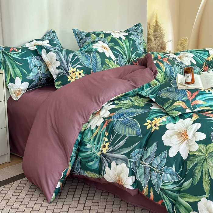 91家纺网 家纺一手货源 找家纺 桔禾家纺 2025新款田园花卉小清新直播加厚植物羊绒四件套高克重磨毛跨境四件套 大量现货 塞纳森遥