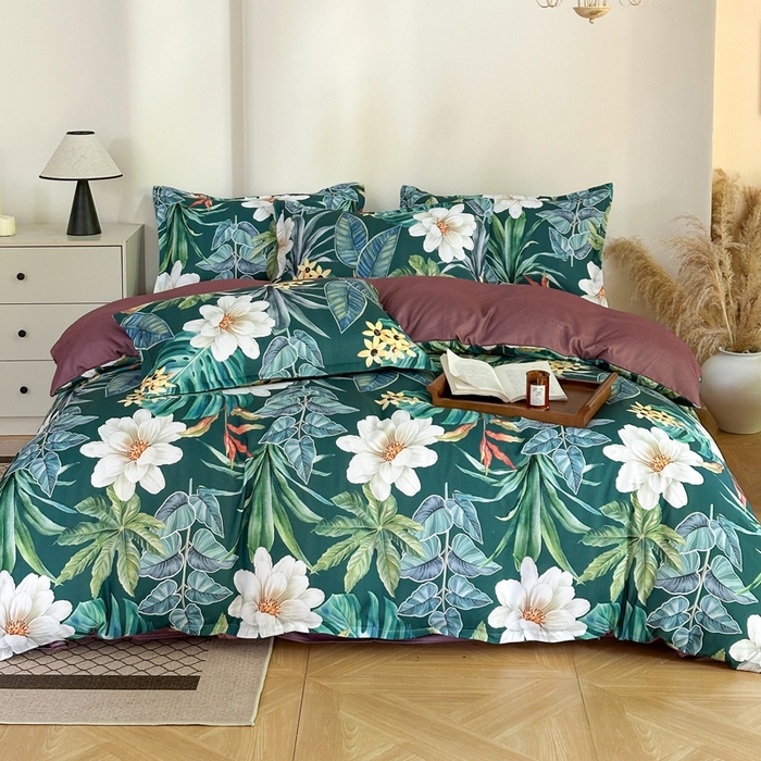 91家纺网 家纺一手货源 找家纺 桔禾家纺 2025新款田园花卉小清新直播加厚植物羊绒四件套高克重磨毛跨境四件套 大量现货 塞纳森遥