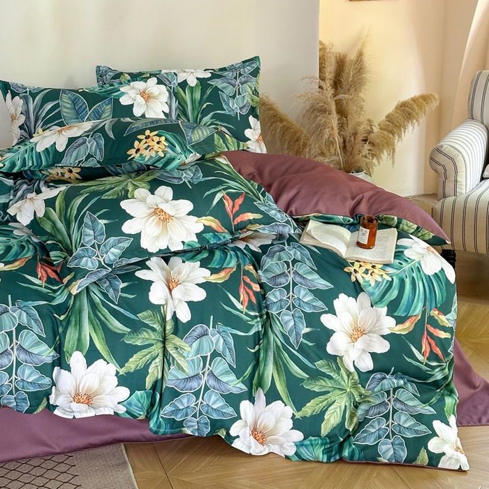 91家纺网 家纺一手货源 找家纺 桔禾家纺 2025新款田园花卉小清新直播加厚植物羊绒四件套高克重磨毛跨境四件套 大量现货 塞纳森遥