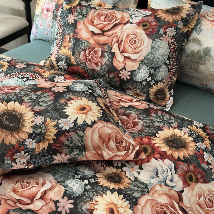 91家纺网 家纺一手货源 找家纺 桔禾家纺 2025新款田园花卉小清新直播加厚植物羊绒四件套高克重磨毛跨境四件套 大量现货 向阳花开