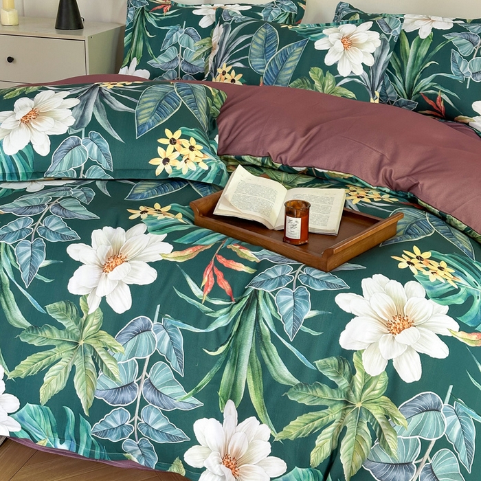 91家纺网 家纺一手货源 找家纺 桔禾家纺 2025新款田园花卉小清新直播加厚植物羊绒四件套高克重磨毛跨境四件套 大量现货 塞纳森遥