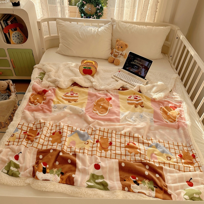 91家纺网 家纺一手货源 找家纺 桃子家居 2025新款A类ins圣诞新年秋冬限定款加厚牛奶绒羊羔绒毛毯多功能毯 绒毛毯-MT小腊肠