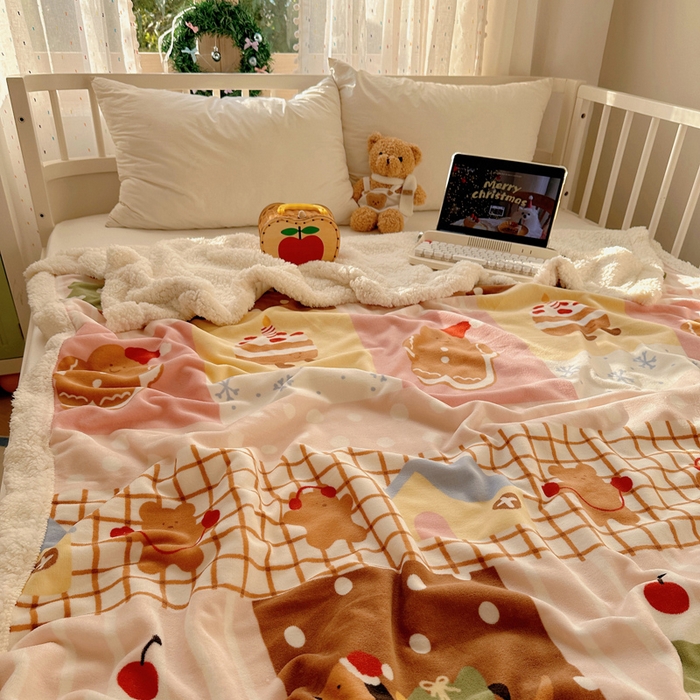 91家纺网 家纺一手货源 找家纺 桃子家居 2025新款A类ins圣诞新年秋冬限定款加厚牛奶绒羊羔绒毛毯多功能毯 绒毛毯-MT小腊肠