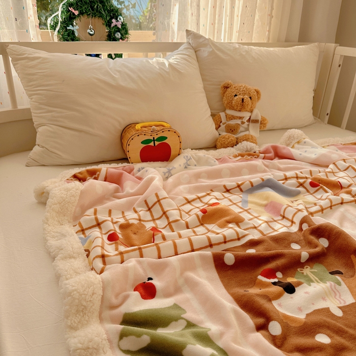 91家纺网 家纺一手货源 找家纺 桃子家居 2025新款A类ins圣诞新年秋冬限定款加厚牛奶绒羊羔绒毛毯多功能毯 绒毛毯-MT小腊肠