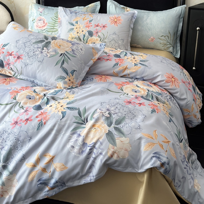 91家纺网 家纺一手货源 找家纺 桔禾家纺 2025新款田园花卉小清新直播加厚植物羊绒四件套高克重磨毛跨境四件套 大量现货 花开倾城