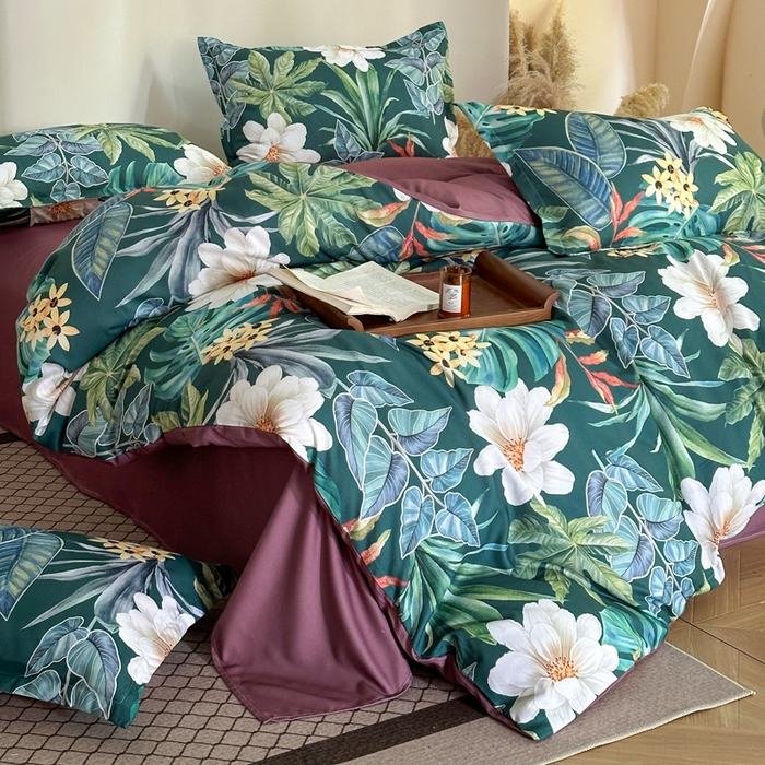 91家纺网 家纺一手货源 找家纺 桔禾家纺 2025新款田园花卉小清新直播加厚植物羊绒四件套高克重磨毛跨境四件套 大量现货 塞纳森遥