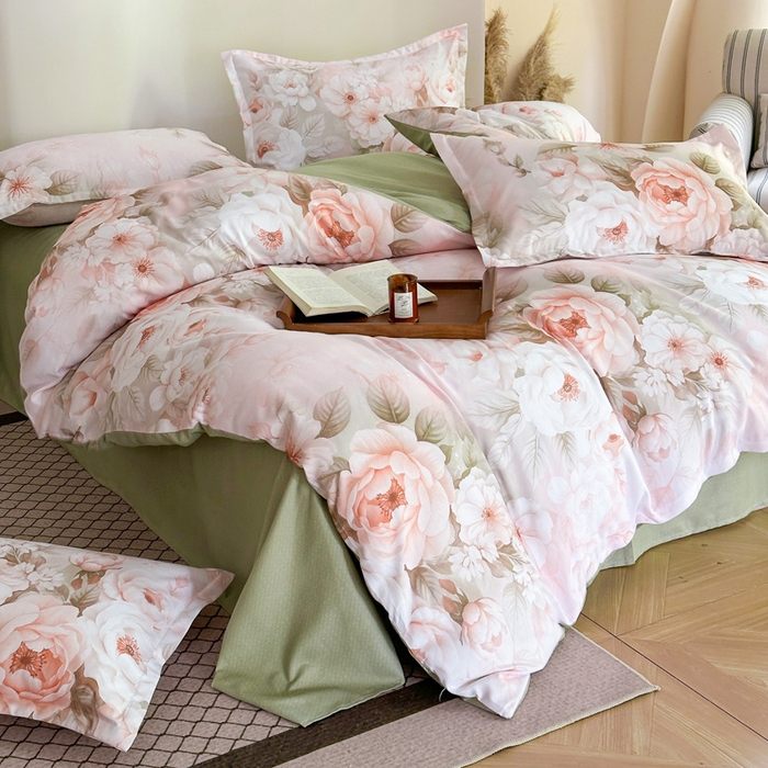 91家纺网 家纺一手货源 找家纺 桔禾家纺 2025新款田园花卉小清新直播加厚植物羊绒四件套高克重磨毛跨境四件套 大量现货 繁花春城