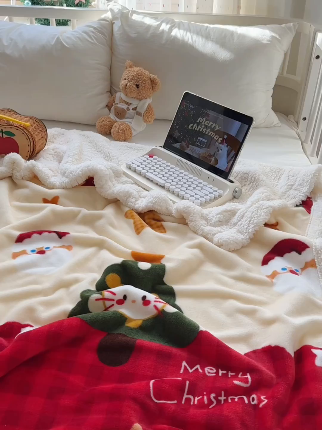 91家纺网 家纺一手货源 找家纺 （总）桃子家居 2025新款A类ins圣诞新年秋冬限定款加厚牛奶绒羊羔绒毛毯多功能毯