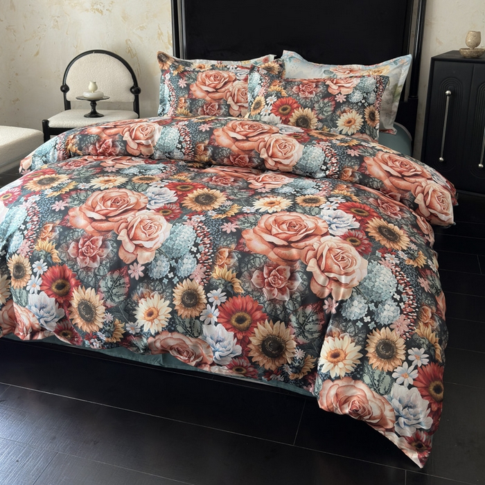 91家纺网 家纺一手货源 找家纺 桔禾家纺 2025新款田园花卉小清新直播加厚植物羊绒四件套高克重磨毛跨境四件套 大量现货 向阳花开