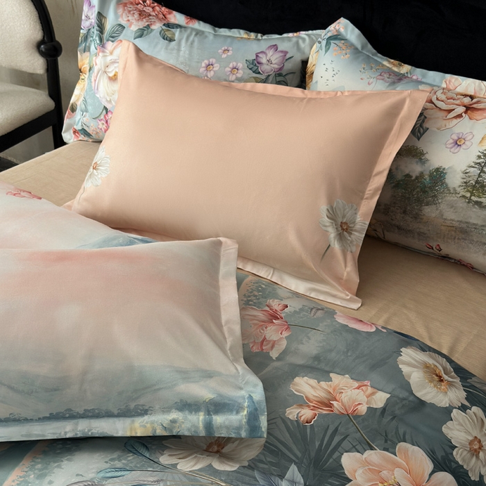 91家纺网 家纺一手货源 找家纺 桔禾家纺 2025新款田园花卉小清新直播加厚植物羊绒四件套高克重磨毛跨境四件套 大量现货 怡人花海