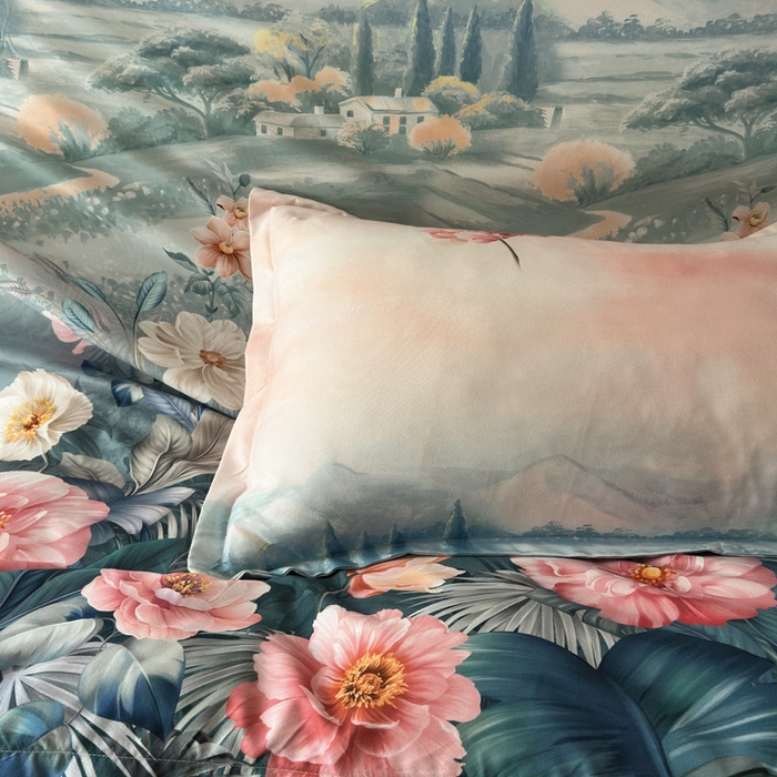 91家纺网 家纺一手货源 找家纺 桔禾家纺 2025新款田园花卉小清新直播加厚植物羊绒四件套高克重磨毛跨境四件套 大量现货 怡人花海