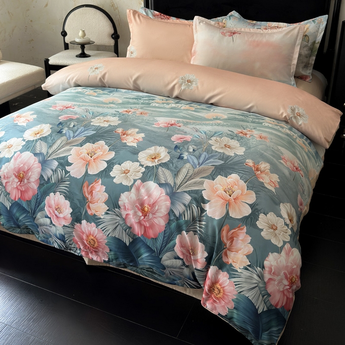 91家纺网 家纺一手货源 找家纺 桔禾家纺 2025新款田园花卉小清新直播加厚植物羊绒四件套高克重磨毛跨境四件套 大量现货 怡人花海