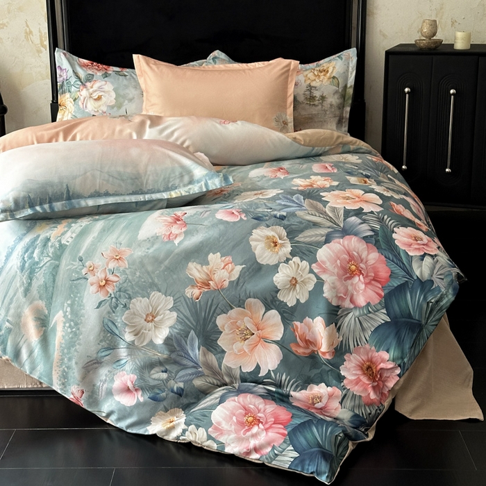 91家纺网 家纺一手货源 找家纺 桔禾家纺 2025新款田园花卉小清新直播加厚植物羊绒四件套高克重磨毛跨境四件套 大量现货 怡人花海