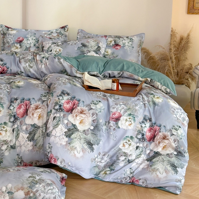 91家纺网 家纺一手货源 找家纺 桔禾家纺 2025新款田园花卉小清新直播加厚植物羊绒四件套高克重磨毛跨境四件套 大量现货 漫步花庭