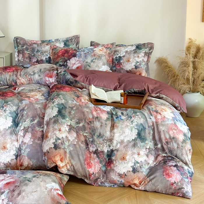 91家纺网 家纺一手货源 找家纺 桔禾家纺 2025新款田园花卉小清新直播加厚植物羊绒四件套高克重磨毛跨境四件套 大量现货 柏林花事