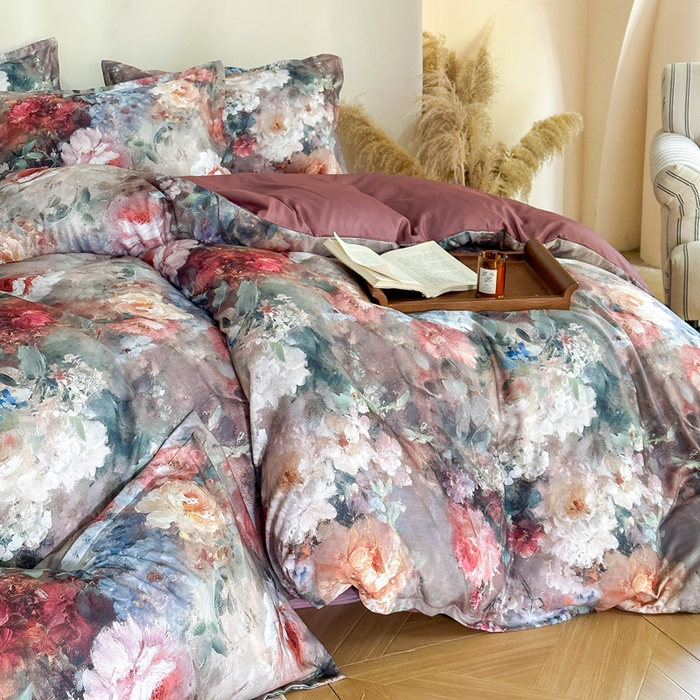 91家纺网 家纺一手货源 找家纺 桔禾家纺 2025新款田园花卉小清新直播加厚植物羊绒四件套高克重磨毛跨境四件套 大量现货 柏林花事