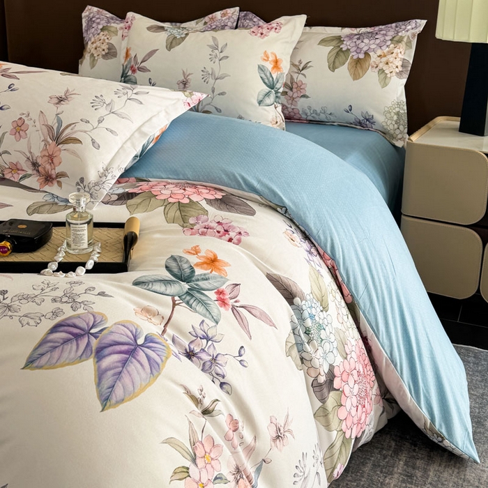 91家纺网 家纺一手货源 找家纺 桔禾家纺 2025新款田园花卉小清新直播加厚植物羊绒四件套高克重磨毛跨境四件套 大量现货 苏紫妮