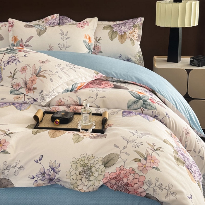 91家纺网 家纺一手货源 找家纺 桔禾家纺 2025新款田园花卉小清新直播加厚植物羊绒四件套高克重磨毛跨境四件套 大量现货 苏紫妮